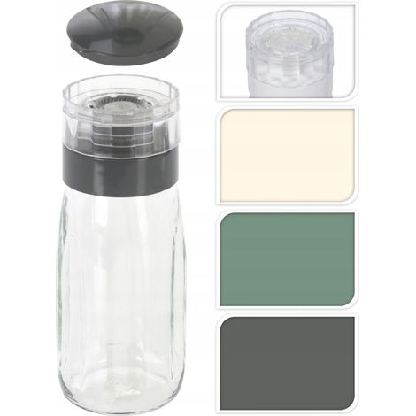 Manuelle Pfeffermühle aus Glas, verschiedene Farben, 300 ml, 6 x 16 cm, 1 Stück.