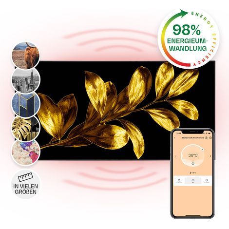 Wonderwall Air Art Smart Infrarotheizung Goldenes Blatt 120x60cm 700W (1/5)