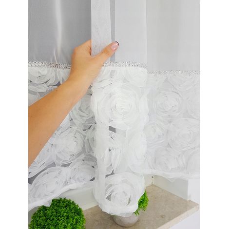 Tenda in voile pronta all'uso decorata con rose (1/5)