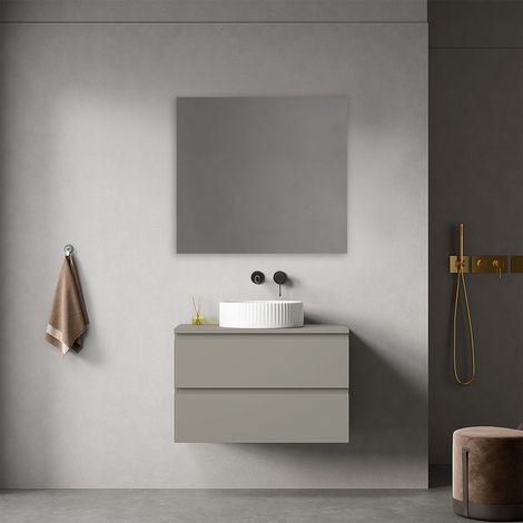 Mobile bagno sospeso 80 cm Grigio Cenere per Lavabo d'appoggio Specchio Quadro - Fiji Paint Top (1/4)