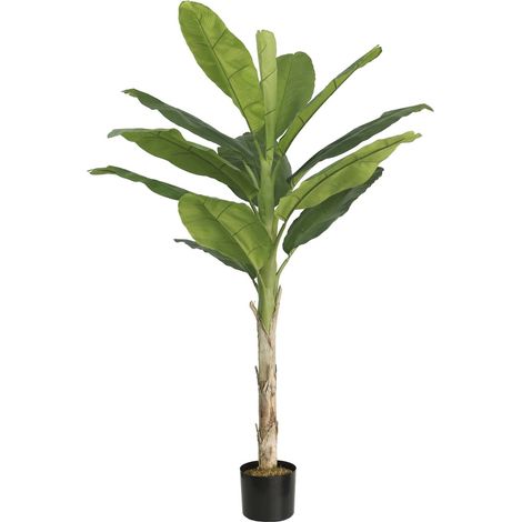 Bananier artificiel vert feuillage réaliste pour intérieur - Vert feuillage naturel et tronc bois (1/3)