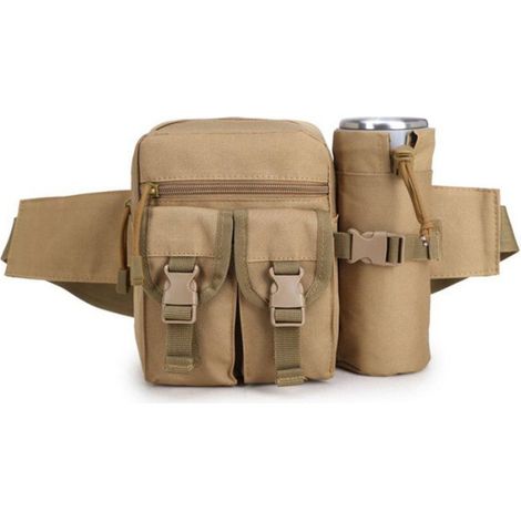 Ceinture Hanche Tactique 1pc, Pêche Extérieur Poche Gourde Kaki (1/5)