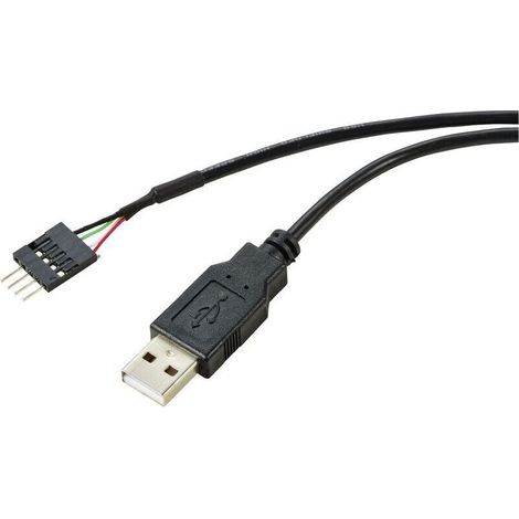 Câble USB - USB 2.0 - En-tête de broche 4 pôles vers USB-A mâle - 0,40 m - Noir - 1 pièce (1/2)