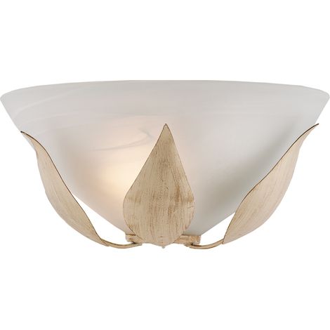 Applique Classica Esse 1 Luce Ferro Battuto E Vetro Avorio E Oro (1/2)