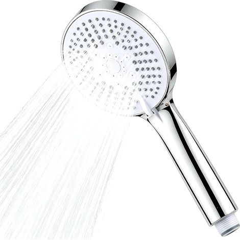 Shower Head, High Pressure Water Saving Shower Head, Chrome 120mm Quick Installation, Self Cleaning Silicone Nozzles, Stylish and Sturdy Design for Relaxation (1/5)