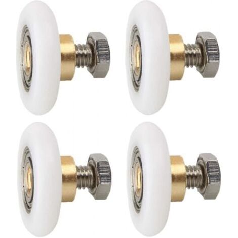 27 mm 4 pièces Roulette Porte de Douche, Roues de Rechange pour Porte de Douche Roulettes de Rechange pour Porte de Douche RainuréE avec vis Diamètre 27 mm (1/5)