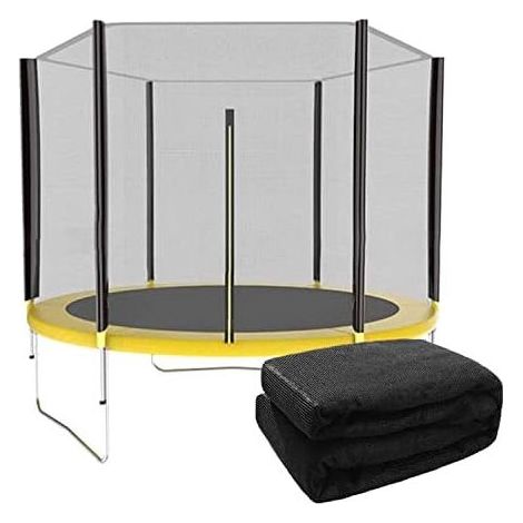 Filet de Remplacement pour Trampolines Ø120/140/150/183/244/306/366/396/427/488cm, avec Fermetures Éclair À Double Tête, Résistant aux UV, Respirant, Facile Installer Noir 140cm-6Poles-4.6ft (1/5)