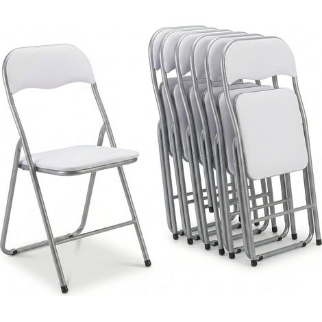 Sedie pieghevoli imbottite set 6, eleganti e salvaspazio Bianco