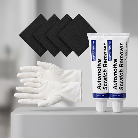 Autokratzer-Reparaturset – DIY-Set für die Autopflege und -aufbereitung zur Ausbesserung kleiner Kratzer – 2 x 15 g, 1 Paar Handschuhe, 4 x Nano-Reinigungstücher -- DE (1/5)