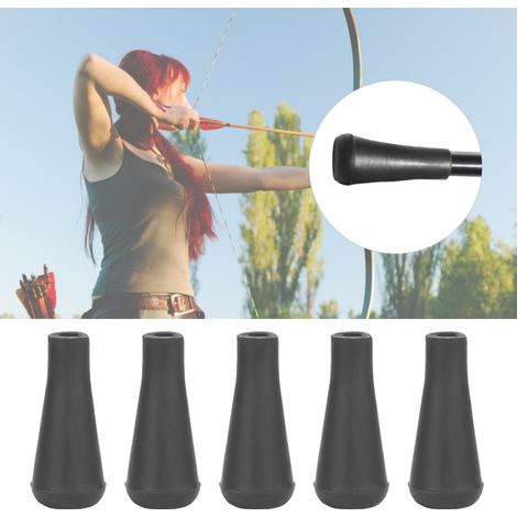 10 Flèches de Tir à l'Arc avec Embouts en Caoutchouc, Pointes de Remplacement pour Entraînement, Noir 6mm