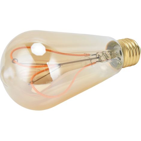 Vintage-Glühbirne E27, 4 W, hohe Lichtdurchlässigkeit, flexibler Spiralfaden, einstellbare Helligkeit, warmweißes Licht, LED-Lampe, 220 V, Gold (1/5)