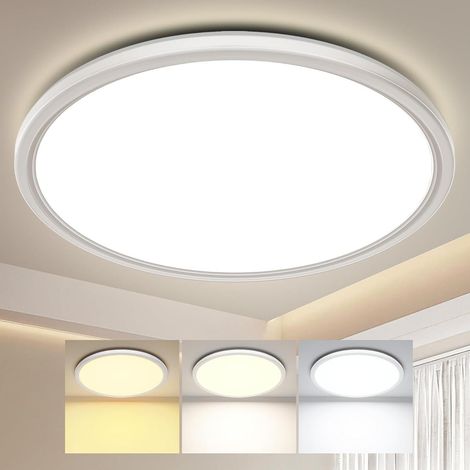 Plafonnier - Lumière blanc chaud - Intensité variable de 10 à 100 % et température de couleur de 3 000 à 6 500 K - 24 W, 2 800 lm - Idéal pour salon, chambre et salle de bain - Blanc (1/5)