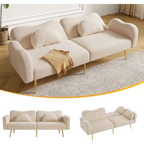 Canapé 2 places avec fonction lit, dossier réglable, pieds métal laqués, design élégant, meuble multifonction pour usage quotidien (1/5)