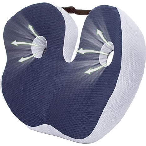 Cojín ortopédico, diseño ergonómico, ancho ajustable, azul. (1/2)