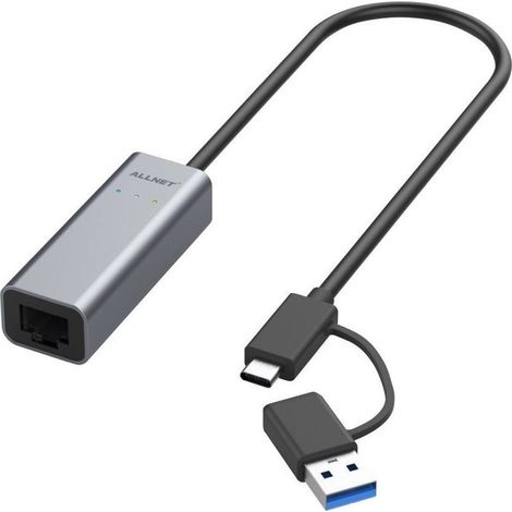 ALLNET USB 3.0 Tipo-C&A Adaptador Ethernet 2.5 Multi-Gigabit LAN ALL-NC-2.5G-USBC/A