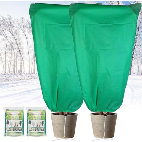 Voile Hivernage Plante, Housse d'hivernage pour Plantes Exterieur 80g/㎡ avec Fermeture éclair et Cordon de Serrage Bâche Housses de Protection pour Palmiers Olivier (80x60 2pcs) (1/5)