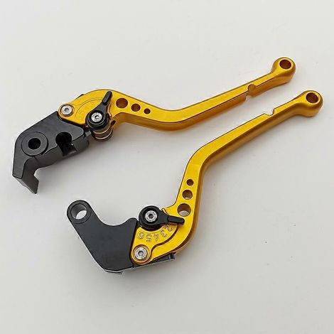 Convient aux motos Aprilia TUONO1100RR/FACTORY leviers de frein, d'embrayage et de klaxon modifiés (longs, dorés, 1 paire) (1/5)