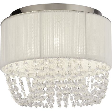 Searchlight Bellano Plafonnier encastré à 3 lumières, chromé, tissu blanc, 3 x G9 (1/5)