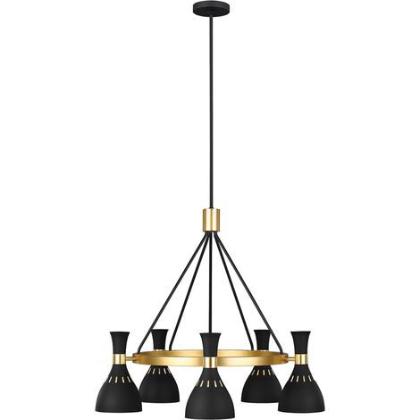 Lampadario Joan nero ottone ossidato 5xE27 60W Feiss (1/5)