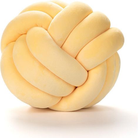 Cojín decorativo anudado: suave y cómodo, ideal para dormitorios, sofás, oficinas y más. (Amarillo claro, 22 cm) (1/5)