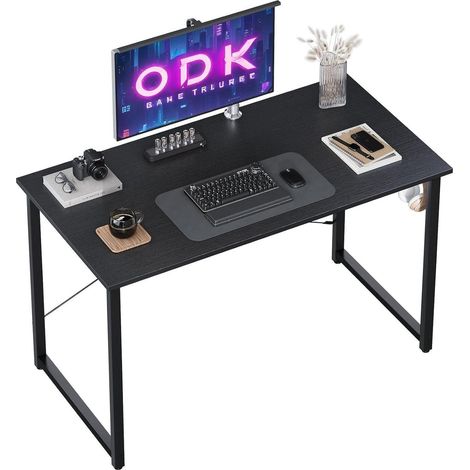 ODK Klein Schreibtisch Schwarz 100×48×74cm Computertisch Bürotisch mit (1/5)