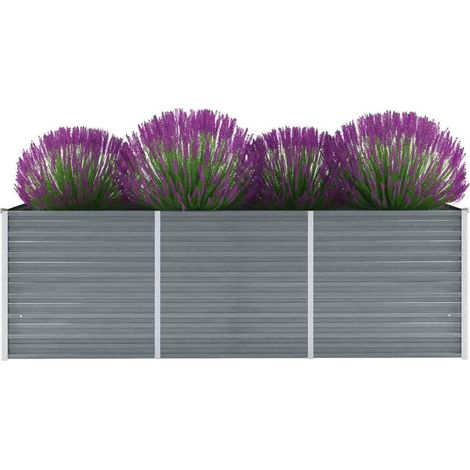 Garten-Hochbeet Verzinkter Stahl 240x80x77 cm Grau