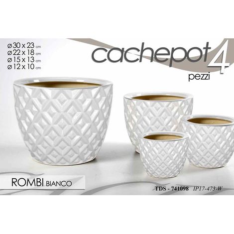 Set 4 cachepot bianchi Ø30/22/15/12 cm (1/2)