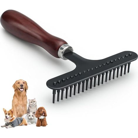 Detangling Comb for Dogs, Grooming Rake Pet Brush, Undercoat Removing Knots and Dead Hair (1/5)