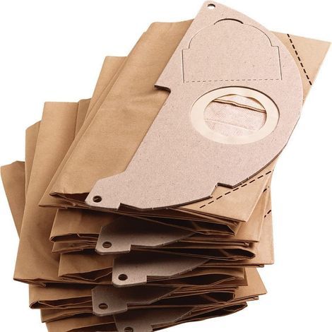 Paquete de 5 bolsas de filtro de papel Kärcher 6.904-322.0, accesorio para aspiradoras multiusos de líquidos y sólidos. (1/3)
