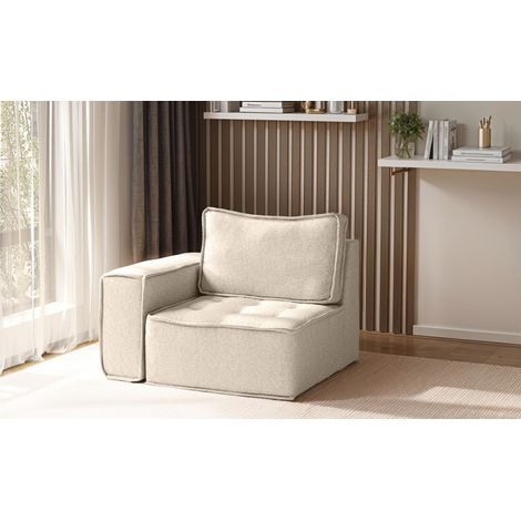 Sessel SANDE 1-Sitzer Modul Stoff Raven Creme Seite Links (1/5)