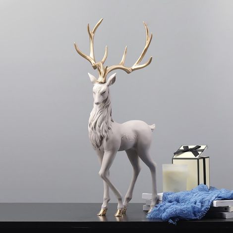 Ornement Cerf - Résine Synthétique - Décoration Intérieure et Extérieure - Pour Salon Fenêtre Bureau - 1 Pièce