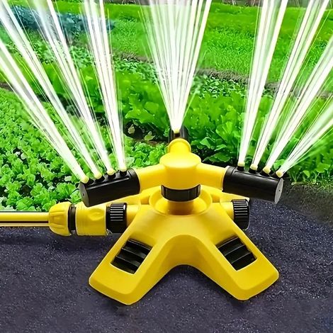 Arroseur rotatif automatique à 360° (noir), arroseur à trois voies pour l'irrigation des pépinières, arroseur en série, arrosage des fleurs (1/4)