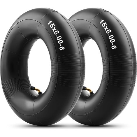 15 x 6.00-6 Inner Tube with Angled Valve, Replacement Thick Butyl Rubber Inner Tube for Lawnmowers, Yard Tractors, Wheelbarrows, Go-Karts, Golf Carts, Garden Trailers (1/5)