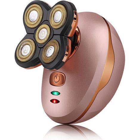 Rasoir électrique 5 têtes rasoir tête chauve cheveux barbe décapant tondeuse Rasoir électrique tête rasée machine à cinq têtes rechargeable étanche auto-assistant tête chauve rasoir or rose