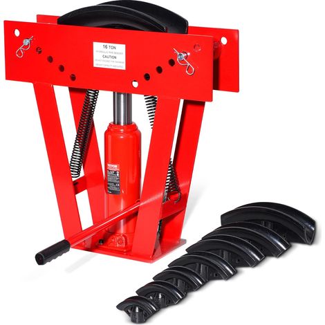 VEVOR Piegatubi Idraulico, Piegatubi Manuale per Tubi in Rame da 16 Tonnellate Rulli Regolabili 90-180° per Piegare Metallo con 8 Matrici 600 x 180 x 575 mm 49 kg, Altezza Regolabile 342 - 595 mm (1/4)