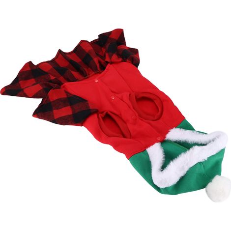 Robe de Noël chaude et légère à carreaux en tulle pour chien et chat, vêtements d'automne et d'hiver pour animaux de compagnie, taille M (1/5)