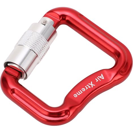 20 kN selbstsichernde Kletterkarabiner, leichte Drehverschlusskarabiner für Klettern und Bergsteigen, D-förmig, rot (1/5)
