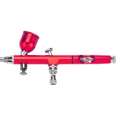 Aérographe rouge de 0,2 mm à gravité pour peinture de tatouage artistique, nail art et décoration de gâteaux. (1/5)