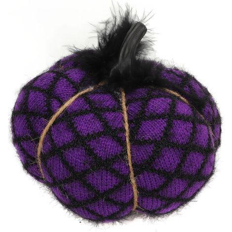 Dekorativer Stoffkürbis, weich und edel, aus violetter Polyesterwolle, ideal für Thanksgiving und Halloween. (1/5)
