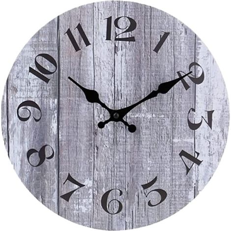 Reloj de pared digital vintage de 40 cm, diseño moderno y redondo, silencioso, de madera, para dormitorio, escuela, sala de estar, cocina, hogar, oficina (gris claro, 40 cm)