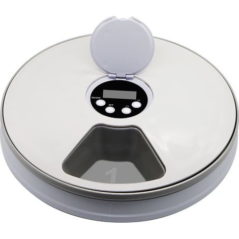 Mangeoire automatique pour animaux de compagnie pour chats, chiens, lapins et petits animaux, 6 plateaux repas, nourriture sèche et humide avec écran LCD, minuterie numérique programmable, contrôle de (1/3)