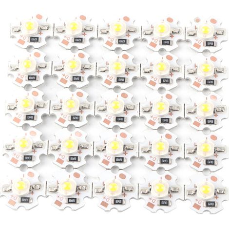 25Pcs LED Perles De Lampe 5V LED Puces 200LM 1W Haute Puissance SMD LED Lampe Puce Ampoule pour Home Studio Exposition Foodlight/Spot Ampoule Remplacement(Blanc chaud 3000-3200K) (1/5)
