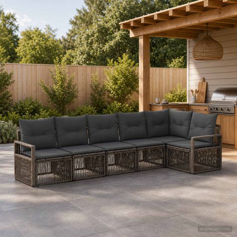 Set Divano da Giardino 6 pcs Grigio polyrattan vidaXL (1/5)