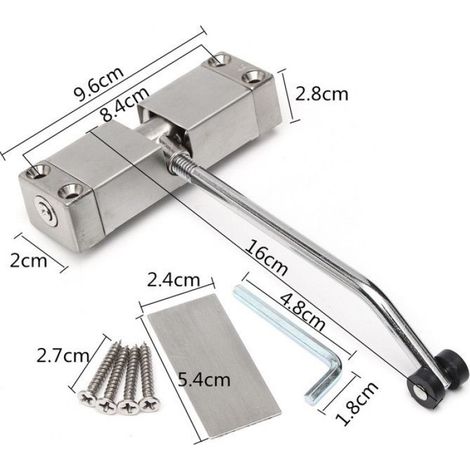 20-40kg Ferme-porte Automatique Acier Inox Réglable Ajustable 175 16x96x2cm (1/5)