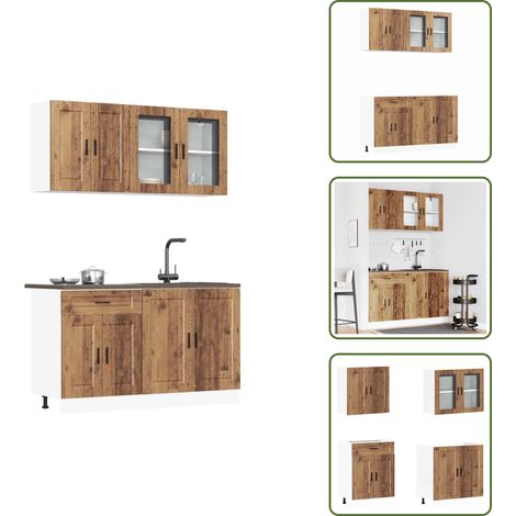 Mobili da cucina in legno antico - vidaXL Set Mobili da Cucina 4 pz Porto Legno Vecchio in Truciolato - Mobili da cucina con piedini regolabili