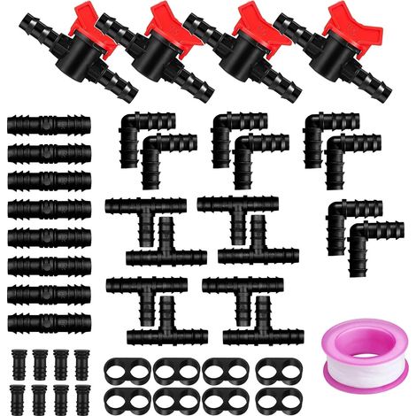45 Connecteur, Kit irrigation goutte à goutte, Plastique noir, Tuyau 16 mm, Jardin serre pelouse (1/5)
