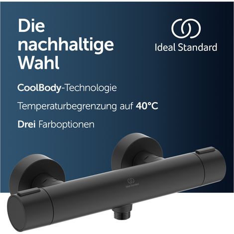 Ideal Standard ALU+ - Spiegel mit Handtuchhalter, Ablage und Zahnputzbecher, Seide schwarz BD587XG (1/5)