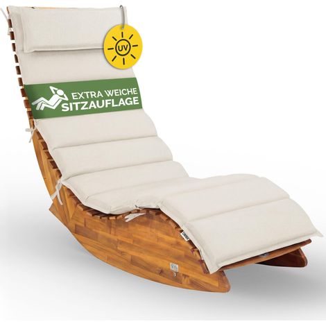 Coussin pour bain de soleil rembourré 7 cm d'épaisseur oreiller inclus avec sangles coussin pour transat interieur exterieur Crème