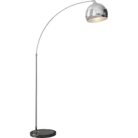 Lampadaire Arc E27 40W Hauteur Réglable 170-180 cm avec Interrupteur au Pied, Argent et Noir, ampoule non incluse (1/5)