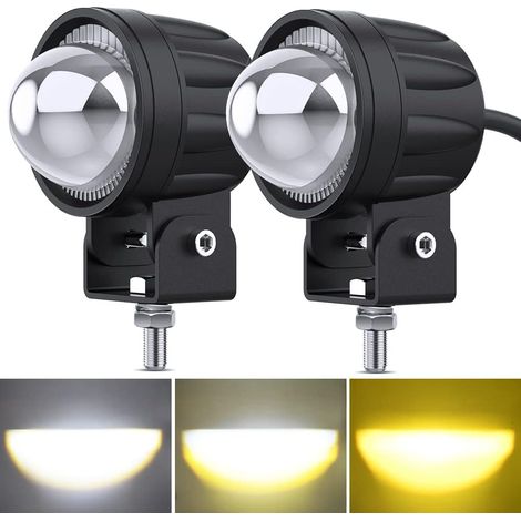 2 Pièces phares antibrouillard à LED pour moto Fisheye 60 W 6000 lm 6000 K / 3000 K Ambre / Jaune Blanc Bicolore Phare de travail Offroad pour moto, camion, SUV, ATV tracteur (1/5)